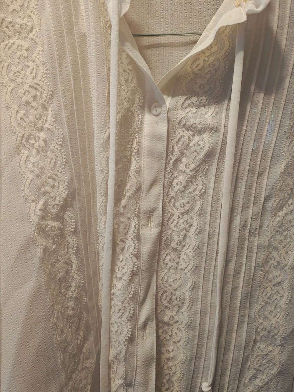 Ivory Lace Pintuck Ruffled Blouse - Picture 2 of 4